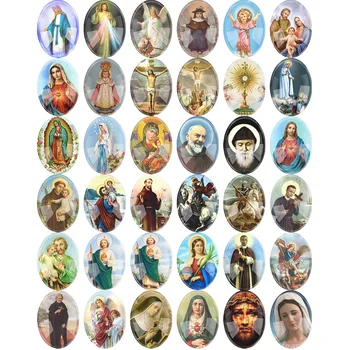 6~20pieces Sumaišyti Ovalo formos Stiklo Animacinių filmų Religinių Ovalo Cabochon Aksesuaras Stiklo 