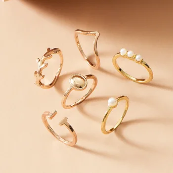 7 Dizainas Boho Derliaus Aukso Perlai Midi Mėnulio Žiedai Rinkinys Moterims Kristalų Gyvatė Midi Piršto Žiedą Moterų Bohemijos Papuošalai, Dovanos