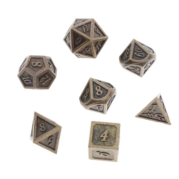 7pcs Kauliukai Vaidmenų Žaidimai D4 D6 D8 D10 * 2 D12 D20 Polyhedral Noctilucent Metalo