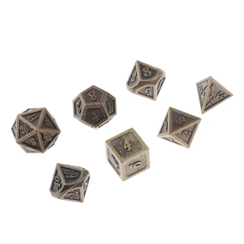 7pcs Kauliukai Vaidmenų Žaidimai D4 D6 D8 D10 * 2 D12 D20 Polyhedral Noctilucent Metalo