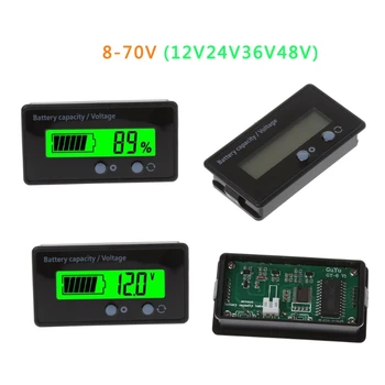 8-70V LCD Švino Rūgšties Ličio Baterijos Talpos Indikatorius Voltmeter Įtampos Testeris