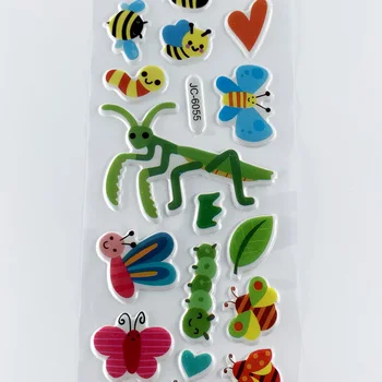 8 Lakštai/set animacinių filmų vabzdžių dragonfly bičių biedronka 3D reljefiniai burbulas lipdukai lovely baby 