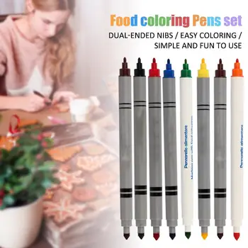 8 Spalvos Valgomieji Pigmento Pen Teptuku Maisto Spalva Pen 