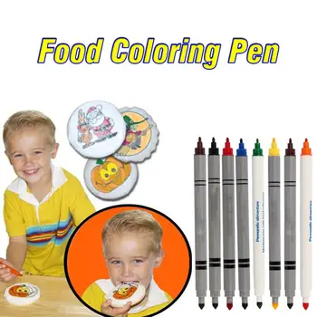 8 Spalvos Valgomieji Pigmento Pen Teptuku Maisto Spalva Pen 