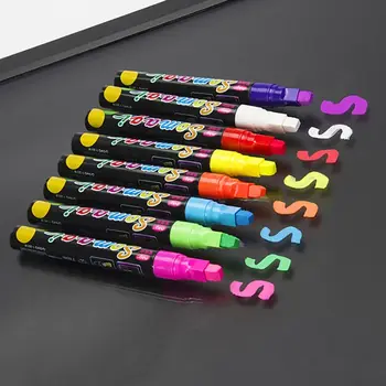 8 Spalvų žymėjimo įrankis Fluorescencinis Skystis Žymeklio Kreida Neon Pen LED Rašymo Lenta Lentos, Stiklo Dažymas, Grafiti, Su Biuras