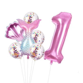 8pcs/daug Undinė šalis balionai skaičius folija balionas 1 2 3 4 5 6 7 8 9 metų gimtadienį baloons vaikai 1st 2nd 3rd party globos
