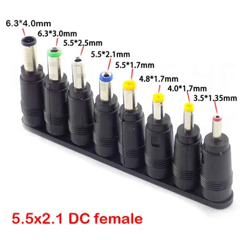8pcs Vyrų ir Moterų DC maitinimo adapteris 5.5X2.1 mm Jack Plug nešiojamas adapteris Jungties 6.3 6.0 5.5 4.8 4.0 3.5 mm 2.5 2.1 1.7 1.35 mm