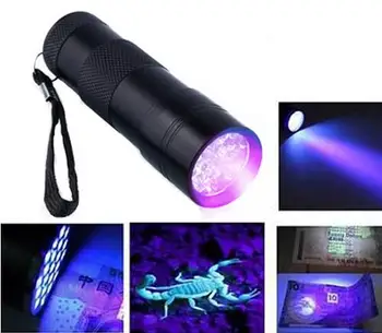 9 LED UV Žibintuvėlis Ultravioletinių spindulių Žibintuvėlis Ultra Violet Nematomas Rašalas Žymeklis Aptikimo Žibintuvėlis Šviesos 3AAA UV Lempa