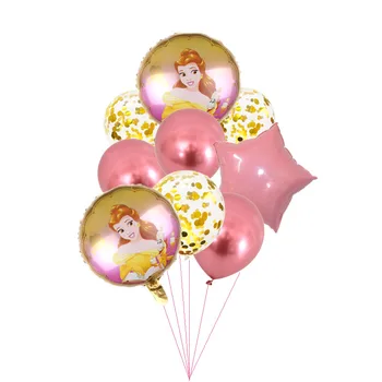 9 VNT Disney tema Princesė Serijos Aliuminio balionas Blizgučiais balionas Mergina gimtadienio dekoravimas Balionais ant sienos
