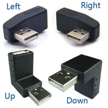 90 laipsnių Kairė /dešinė /Aukštyn/Žemyn Kampas L Lenkimo USB 2.0 A Male į Moterų Adapter Išplėtimo Jungtis Kompiuterio Notepad