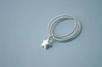 925-sterlingas sidabro Double Star Atidaryti Žiedai Moterų Mados Mergaitė Hipoalergicznych Sterlingas Sidabro Papuošalai VRS2041