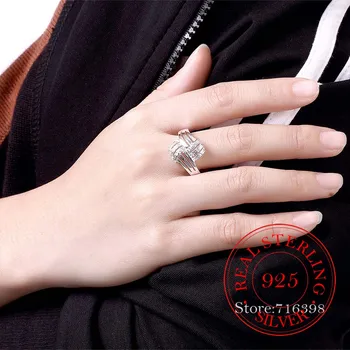 925 Sterlingas Sidabro Papuošalai Derliaus AAA+ Cirkonis Kristalų Poros Vestuvių Sidabro Žiedai, Moterų ir Vyrų Mados Anel De Prata Bijoux
