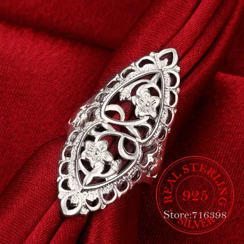 925 Sterlingas Sidabro Piršto Žiedai Moterims Tuščiaviduriai kalnų krištolas Dalyvavimo Britų Stiliaus Papuošalai Derliaus Boho Prabangos Ponios Moteris