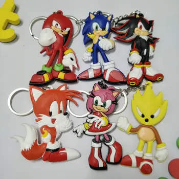 9cm Sonic the Hedgehog PVC Dalis ir Priedai pakabukas ornamentas, Papuošimas Anime Sonicbag grandinės pakabučiai keychain paketų prižiūrėtojų raktinę žaislai