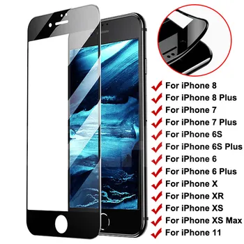 9D Išlenktą Kraštą, Visą Padengti Grūdinto Stiklo iPhone 7 8 6 6S Plius Screen Protector, iPhone 11 12 Pro XS Max X XR SE 2020 Stiklo