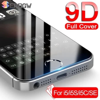 9D Visiškai Padengti Stiklo iPhone 5S 5 5C SE Grūdintas Screen Protector, beskeveldris Stiklas 