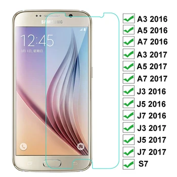 9H Kietumu Apsauginis Stiklas Samsung Galaxy S7 A3 A5 A7 2017 j3 skyrius J5 J7 2016 2017 Grūdintas Screen Protector, skaidraus Stiklo Plėvelės