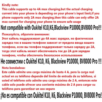 9mm Ilgio USB Type C Jungtis Greita Greito Įkrovimo Kroviklis Kabelis Ulefone Šarvai 7 7E 6E 6S Blackview BV9800 Pro Leagoo X-Rover