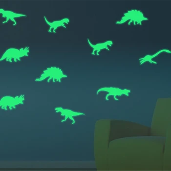 9Pcs Švyti Tamsoje Dinozauras, Reklaminiai Lipdukai, 3D Stereo Liuminescencinės Lipdukai Lipdukas Juokingi Žvaigždžių Vaikams