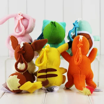 9~11cm Kawaii Anime Mew Piplup Squirtle Bulbasaur Eevee Pliušinis Žaislas Įdaryti Minkštos Lėlės Pakabukas keychain Su Kabliu