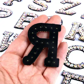 A-Z 1pc pleistrai kalnų krištolas parches anglų abėcėlės raidė aplikacijos 3D geležies lopai drabužių ženklelis pasta drabužius pleistras