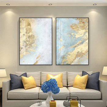 Abstrakti Elegantiškas Minimalistinio Aukso Mėlyna Jūra Plakatas Šiaurės Drobės Tapybos Sienos, paveiksl, skirtą Kambarį Namuose Cuadros Dekoras