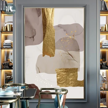 Abstrakti Marmuro Drobė Spausdinti Paveikslai Rudos aukso folija Plakatas Morden Sienos Menas, Nuotraukos ant Drobės Kambarį 