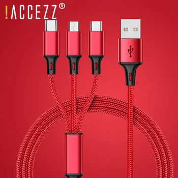 !ACCEZZ Micro USB Kabelio Tipas-C 8 pin 3 2 in 1 