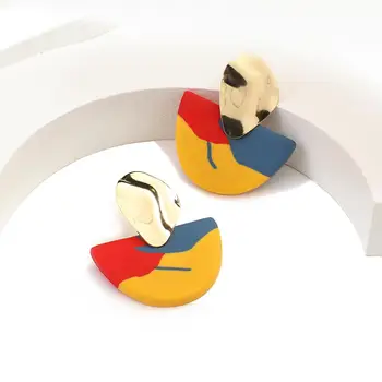 AENSOA Nukentėjo Spalvų Dizainas Kontrastas Polimero Molis vėduoklės Formos Geometrinės Lašas Auskarai Moterims Pareiškimą Brincos Moterų 2020 Dovana