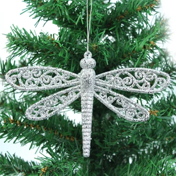 AHYONNIEX 1 VNT Aukso milteliai, plastiko dragonfly Kalėdų eglutė pakabukas Kalėdų medžio pateikti papuošalai 