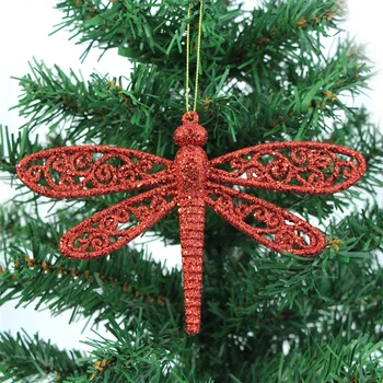 AHYONNIEX 1 VNT Aukso milteliai, plastiko dragonfly Kalėdų eglutė pakabukas Kalėdų medžio pateikti papuošalai 