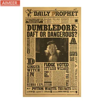 AIMEER Nostalgiškas stiliaus pirmininkas laikraštis Dumbledore B retro kraftpopieris plakatas namų kavinė baras apdailos tapybos siena lipdukas
