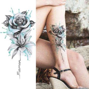 Akvarelė Levandų Laikinos Tatuiruotės Realus Netikrą Vandeniui Gėlių Tatuiruotė Kūrybos Body Art Piešimo Rankomis, Rankos Tatuiruotė Moterims