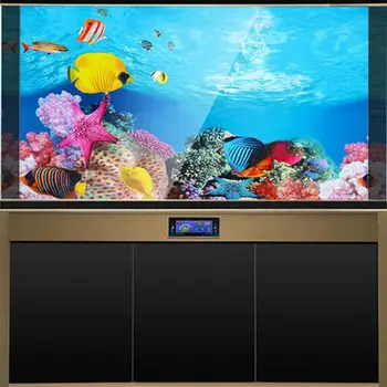 Akvariumas Kraštovaizdžio, aplinkosaugos ¾enklelis Plakatas Žuvų Bakas 3D Fone Tapybos Lipdukas dvipusis Vandenyno Jūros Augalų Fone, Akvariumo Dekoras