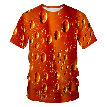 Alaus gėrimų 3D spausdinimo mados vyrų ir moterų trumparankoviai marškinėliai minkštos medžiagos lauko atsitiktinis palaidų O-kaklo, vyriški drabužiai