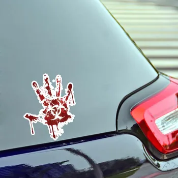 Aliauto Kruvinas Handprint biologinio pavojaus Zombie Automobilių Lipdukas Juokingi Automobilių ir Motociklų PVC Lipdukas Vandeniui,12cm*15cm