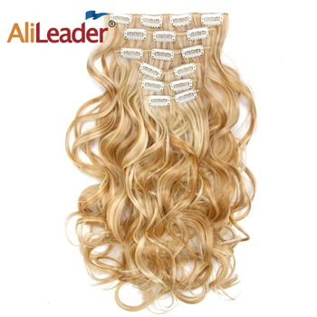 Alileader 6pcs Ilgi Tiesūs Moterys Juoda Ruda Aukštos Tempreture Sintetinių Plaukų Gabalas moterų ombre Įrašą Plaukų priauginimas