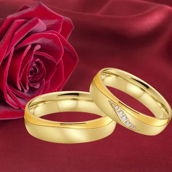Aljansų MEILĖ, santuoka, jo ir autorystė pasiūlymą pora Vestuvių žiedai nustatyti vyrų ir moterų, mergaičių, paauksuoti nerūdijančio plieno