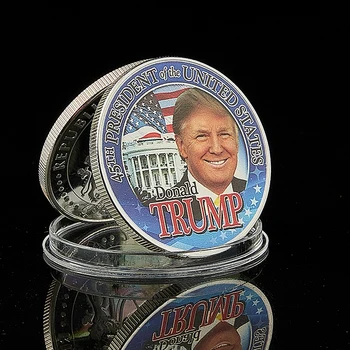 Amerikos Prezidentas Donald Trump Sidabro Padengtą Kolekcines Pirmininkas Monetos