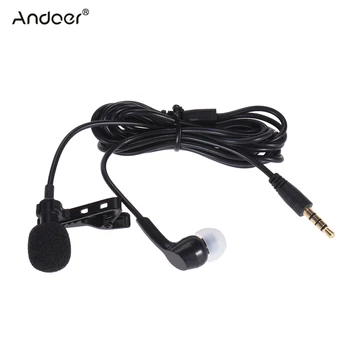 Andoer Clip-on Lavalier Microphone Mic Ausinės 3,5 mm Lizdas Mini Šaldytuvas išmaniųjų telefonų PC Nešiojamas Garsiakalbis Live Stream Dainuoti
