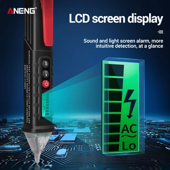 ANENG VC1010 Skaitmeninis Įtampos Detektoriai 12-1000V AC/DC Ne-Kreipkitės Pen Testeris, Matuoklis LCD ekranas Voltų Srovės Elektros Bandymo Pieštukas