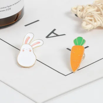 Animacinis personažas yra mažas puošia straipsnis lydinio sagė mini cute little white rabbit morkos drabužių prisegti ženkliukai