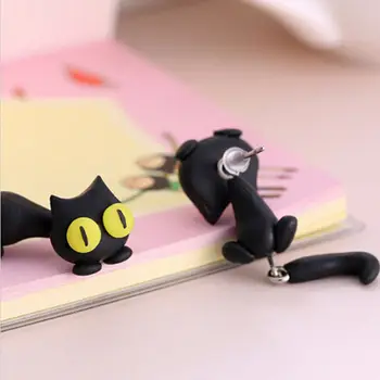 Animacinių filmų 3D Gyvūnų Auskarai Moterims, 1 pora Naujų Dizaino Rankų darbo geltonas akis Cute Kačių Stud Auskarai bižuterijos Polimero Molis