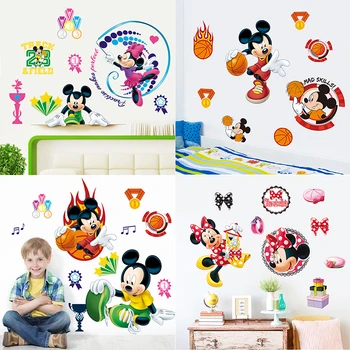 Animacinių filmų Disney Mickey Minnie Sienų Lipdukai vaikų Darželio, Vaikų Kambarys Šalies PVC Dekoro Sienos Freskos Meno Lipdukai 
