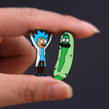 Animacinių filmų ikonų Stilių Morty pin Genijus, proto mokslininkas Ženklelis Mygtukai Sagė Anime Mėgėjams Džinsinio Marškinėliai Emalio Atvartas Rick smeigtukai