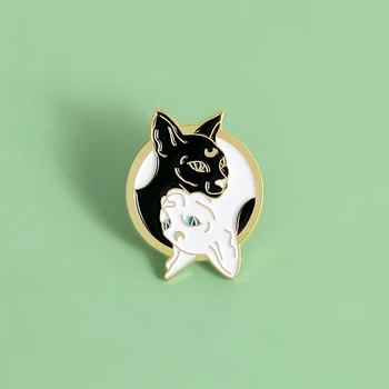 Animacinių filmų Juoda ir Balta katė Sfinksas pin sagė ženklelis asmenybės atlapas pin aksesuarų, drabužių, pagalvių skrybėlę, papuošalai, dovana draugui