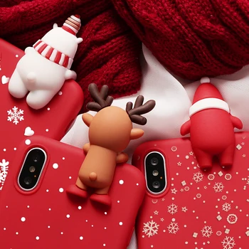 Animacinių filmų Kalėdų Elnias Atveju iPhone 12 11 Pro XS Max XR X 5 5S SE 2020 TPU Raudona Coque 