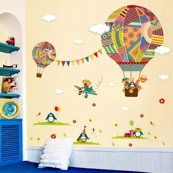 Animacinių filmų Karšto oro baliono serija Sienų Lipdukai Vaikų kambario Darželio Kūdikio kambario Sienų Lipdukai Eco-friendly 