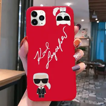 Animacinių filmų Lagerfeld Prekės Dizaineris KARLs Telefono dėklas Skirtas iphone 12 11 Pro Max Mini XS 8 7 6 6S Plus X SE 2020 XR Raudonas Dangtelis