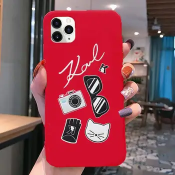 Animacinių filmų Lagerfeld Prekės Dizaineris KARLs Telefono dėklas Skirtas iphone 12 11 Pro Max Mini XS 8 7 6 6S Plus X SE 2020 XR Raudonas Dangtelis